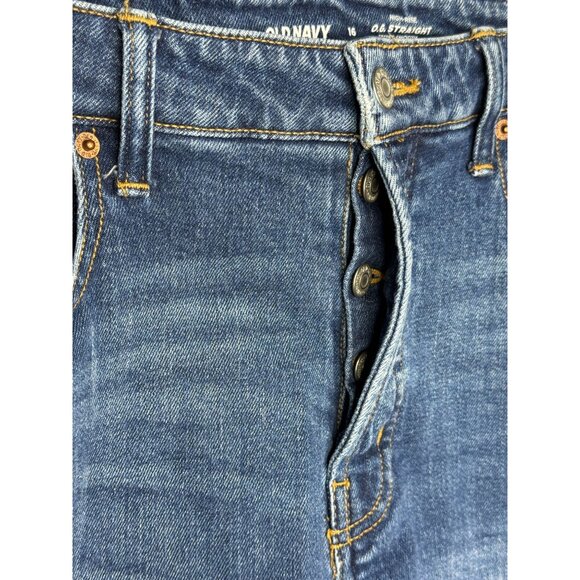 Old Navy High Rise OG Straight Jean Shorts Women 16 Blue Denim Cuffed - Picture 5 of 9
